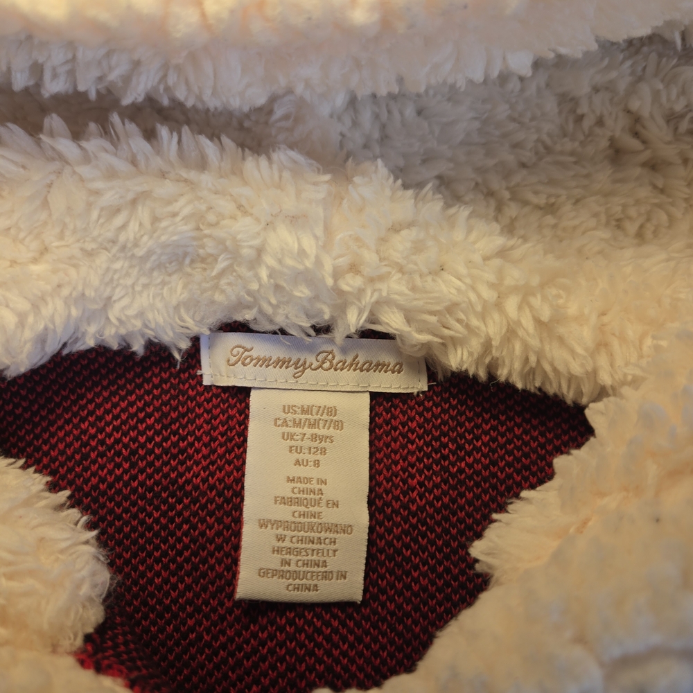 Tommy Bahama Women’s Buffalo Plaid Sherpa Hoodie Poncho Cape Vest Size M" - Picture 6 of 6